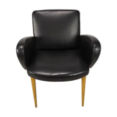 fauteuil vintage skaï - noir