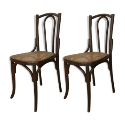 Set 2 chaises bistrots - cannage bois