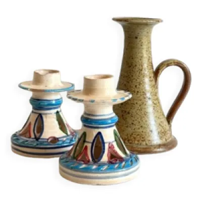 3 bougeoirs céramique artisanat