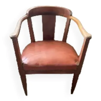 fauteuil art deco, hêtre - cuir