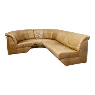 Canapé modulaire incurvé en cuir