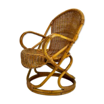 fauteuil en rotin vintage, - 1960