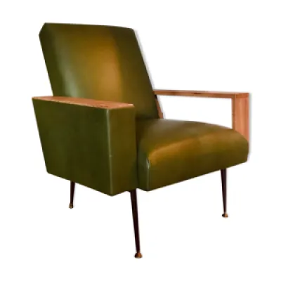 fauteuil vintage cuir - vert olive