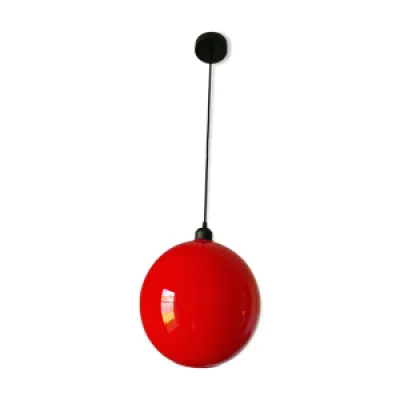 Suspension boule vintage - rouge opaline
