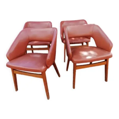 Lot de 4 fauteuils vintage - marron