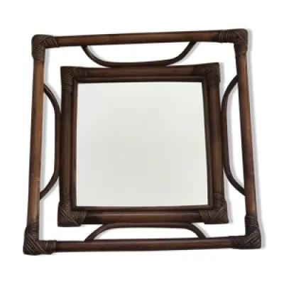 miroir en rotin vintage - 41x41cm
