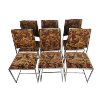 Lot de 6 chaises vintage - tissu fleuri