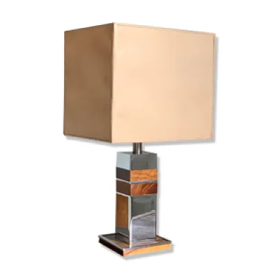 Lampe de table vintage - bois chrome