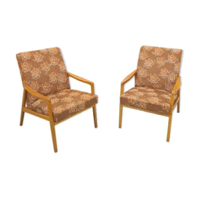 fauteuils vintage en - bois tissu