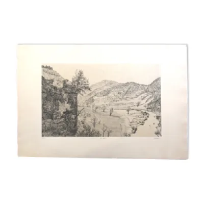 paysage de canyon, gravure
