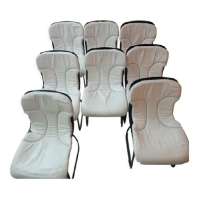 Lot de 8 chaises vintage - blanc 1970