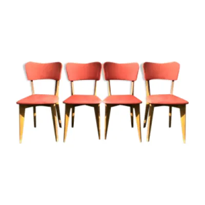4 chaises vintage à - rouge pieds