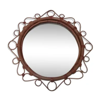 Miroir vintage en rotin - 35cm