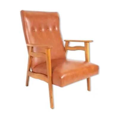 fauteuil vintage cuir - camel