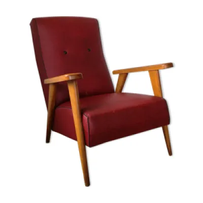 fauteuil vintage piétement - rouge
