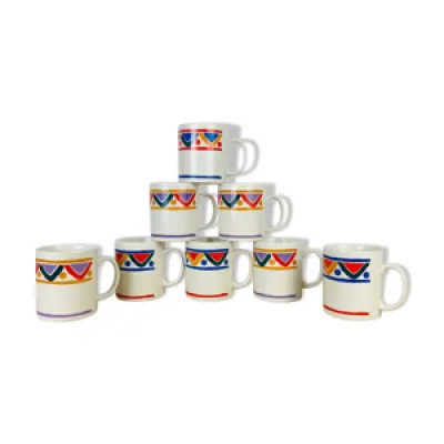 8 mugs vintage motifs - ethnique