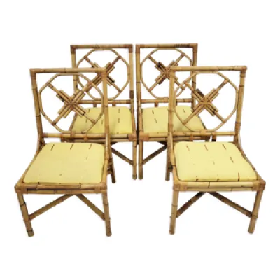Suite de 4 chaises vintage - bambou 1950