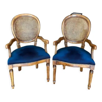 2 fauteuils médaillon - cannage