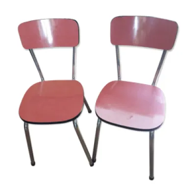 Paire de chaises en formica - rouge