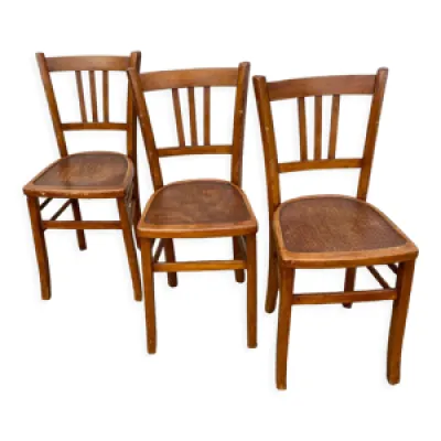 Trio de chaises bistrot - cannage