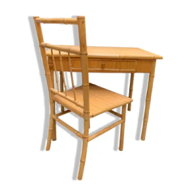 Bureau et sa chaise en - bambou