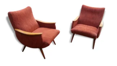 fauteuil années 50 vintage - rouge
