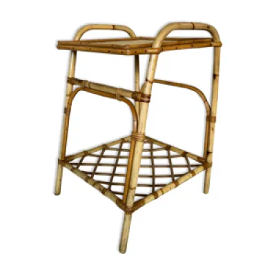 Table d'appoint vintage - bambou rotin