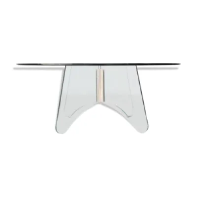 table basse ronde années - verre plexiglass