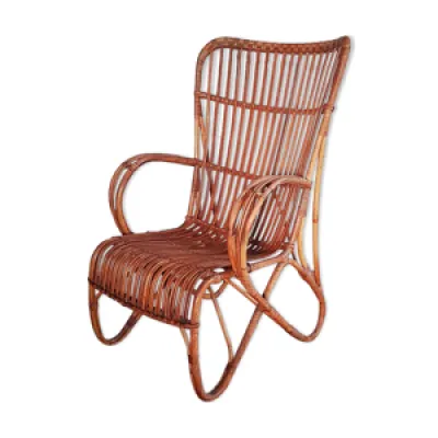 fauteuil vintage en rotin - 1950 bambou