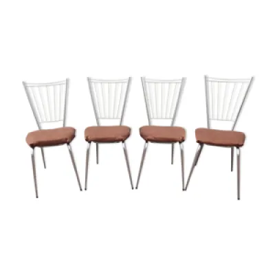 4 chaises vintage chrome - marron clair