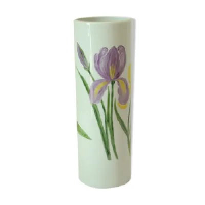 Vase tubulaire porcelaine - peint main