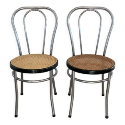 Chaises bistrot chrome - cannage