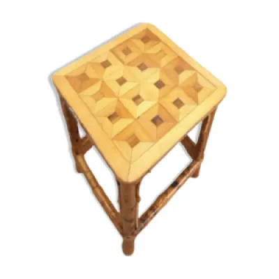 Vintage diamond bamboo - side table