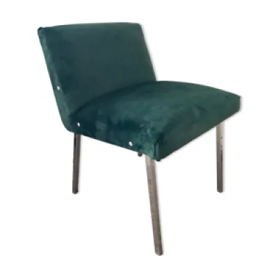 Chaise vintage en velours - vert pieds