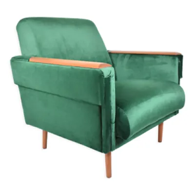 fauteuil vintage en velours - bouteille verte