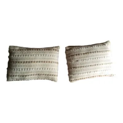 2 coussins cale-dos beiges - artisanal laine