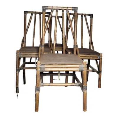 4 chaises bois façon - bambou