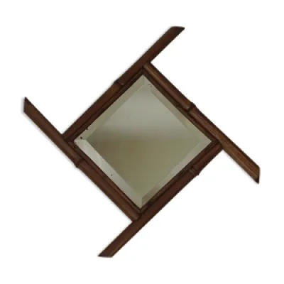 Ancien miroir biseauté - bambou
