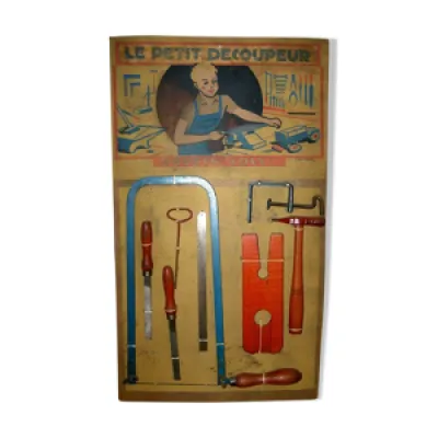 Ancien jouet Loly, panoplie - outils bois