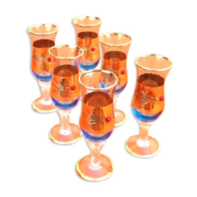 6 verres de Murano à - facettes