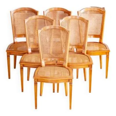 6 chaises en bois & cannage - directoire