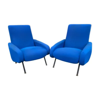 2 fauteuils bleus vintage - 60