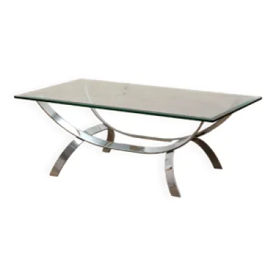 Table basse space age - chrome verre 1970