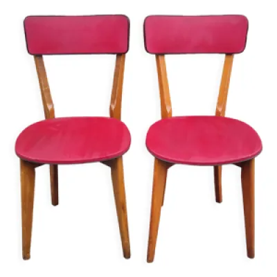 Paire chaises vintage - bois rouge