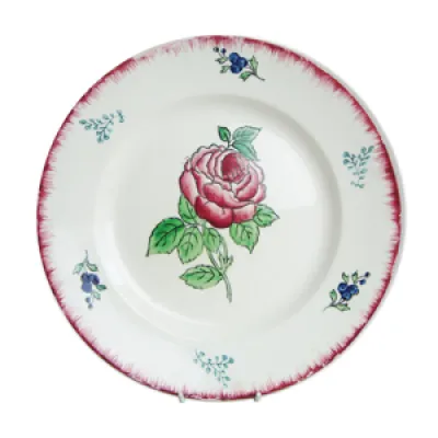 Assiette ronde ancienne - rose style