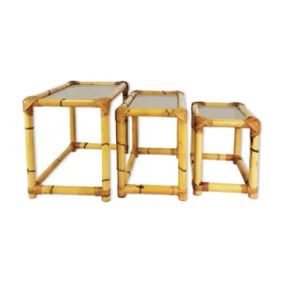 3 tables en bambou, modulaire,