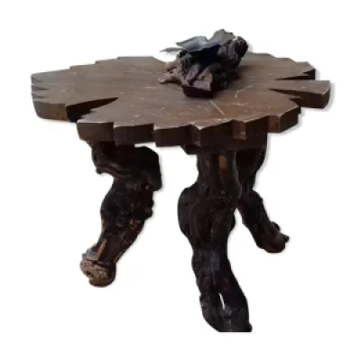 Table basse feuille en bois vintage avec cendrier
