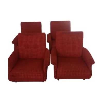 4 fauteuils vintage rouge