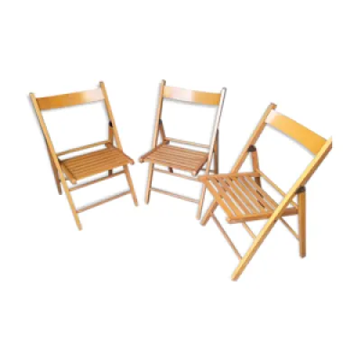 3 chaises pliable bois - epoque