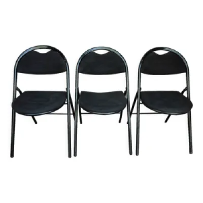3 chaises pliantes bergeraul - tissus noir